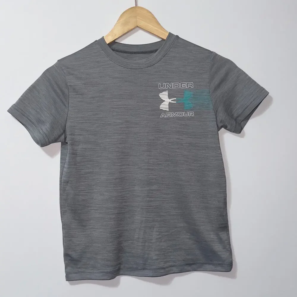 Under armour heat gear short sleeve gray shirt size youth small